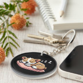 かわいい愛らしい眠る動物愛好家ウェルシュコーギーP キーホルダー (正面右)