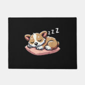 かわいい愛らしい眠る動物愛好家ウェルシュコーギーP ドアマット (正面)