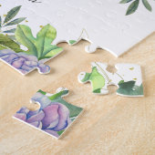 かわいい愛らしい花柄の猫の名前 ジグソーパズル (側面)