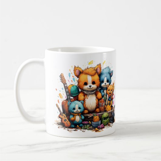 かわいい愛らしい赤ちゃん動物 コーヒーマグカップ (左)