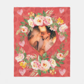 かわいい愛カップル家族のハート写真 フリースブランケット (正面)