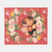 かわいい愛カップル家族のハート写真 フリースブランケット (正面(横))