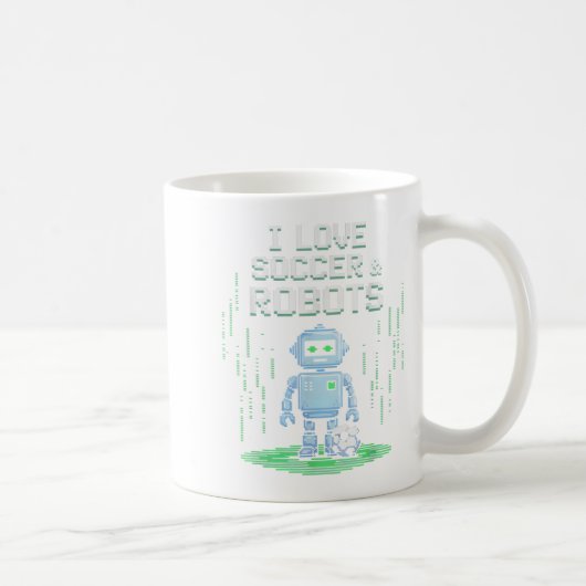 かわいい愛サッカー&ロボット ただ得点する少年 コーヒーマグカップ (右)