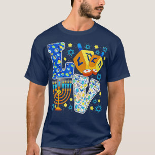 かわいい愛ハヌカー装飾Dreidel(ユダヤ教)メノラーチャ Tシャツ