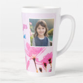 かわいい愛ママピンクの花2枚の写真 カフェラテマグ (右)