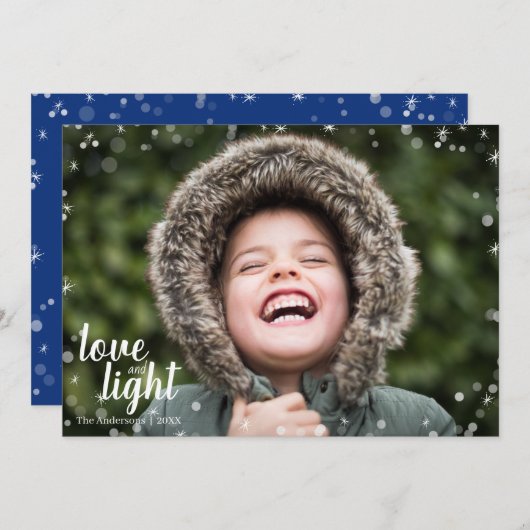 かわいい愛及び軽いハヌカーの休日の写真カード シーズンカード (正面/裏面)