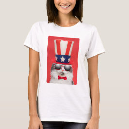 かわいい愛国アメリカ猫 Tシャツ