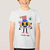 かわいい愛国パイのキャラクター - 面白い7月4日の子供 トライブレンドTシャツ (正面)