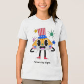 かわいい愛国パイのキャラクター - 面白い7月4日の子供 トライブレンドTシャツ (正面)