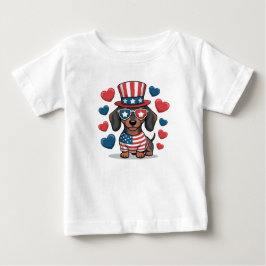 かわいい愛国プードル子供服 ベビーTシャツ