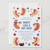 かわいい愛国ホットドッグメモリアルデーBBQ招待状 招待状 (正面)