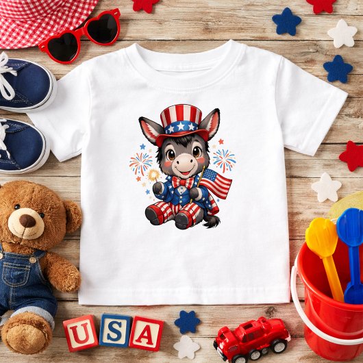 かわいい愛国ロバ ベビーTシャツ
