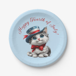 かわいい愛国子猫 アメリカ独立記念日 ペーパープレート