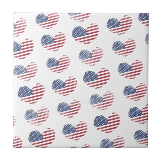 かわいい愛国心のあるアメリカ国旗 タイル (正面)
