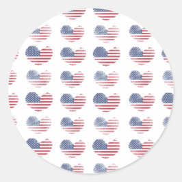 かわいい愛国心のあるアメリカ国旗 ラウンドシール