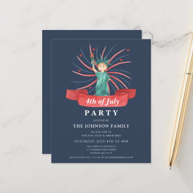 かわいい愛国心の赤と青7月4日 (正面/裏面インサイチュ)