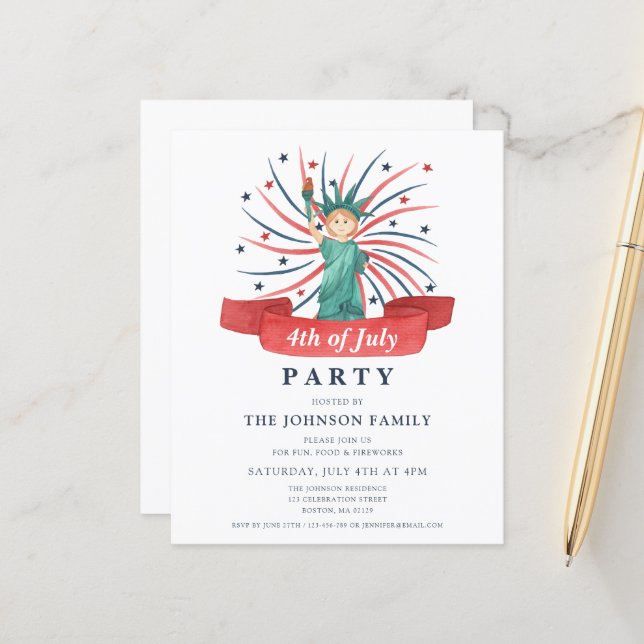 かわいい愛国心の赤と青7月4日 (正面/裏面インサイチュ)