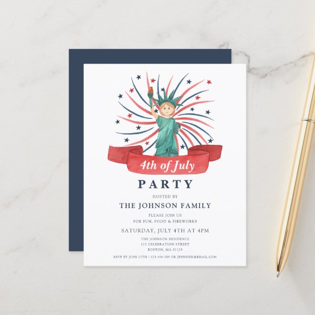 かわいい愛国心の赤と青7月4日 (正面/裏面インサイチュ)