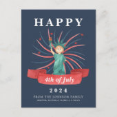 かわいい愛国心の赤と青7月4日 シーズンポストカード (正面)