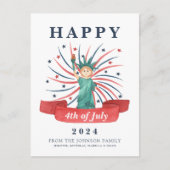 かわいい愛国心の赤と青7月4日 シーズンポストカード (正面)