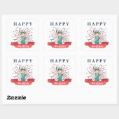 かわいい愛国心の赤と青7月4日 スクエアシール (シート)