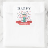 かわいい愛国心の赤と青7月4日 スクエアシール (バッグ)