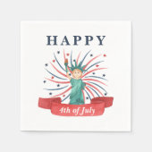 かわいい愛国心の赤と青7月4日 スタンダードカクテルナプキン (正面)