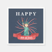 かわいい愛国心の赤と青7月4日 スタンダードカクテルナプキン (正面)