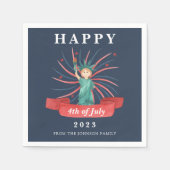 かわいい愛国心の赤と青7月4日 スタンダードカクテルナプキン (正面)