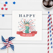 かわいい愛国心の赤と青7月4日 スタンダードカクテルナプキン