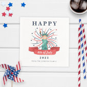 かわいい愛国心の赤と青7月4日 スタンダードカクテルナプキン