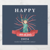 かわいい愛国心の赤と青7月4日 ビールラベル (シングルラベル)