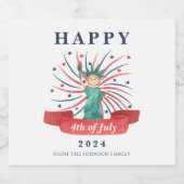 かわいい愛国心の赤と青7月4日 ビールラベル (シングルラベル)