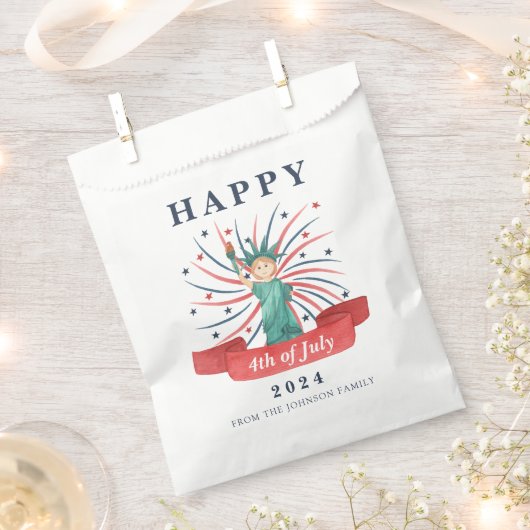 かわいい愛国心の赤と青7月4日 フェイバーバッグ (クリップ留めされた状態)