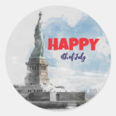 かわいい愛国心の赤と青7月4日 ラウンドシール (正面)