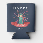 かわいい愛国心の赤と青7月4日 缶クーラー (正面)