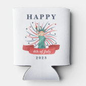 かわいい愛国心の赤と青7月4日 缶クーラー (裏面)