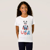 かわいい愛国心パンダスーパーヒーロー Tシャツ (正面フル)