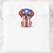 かわいい愛国心プエルトリコ国旗の子犬、白 ラウンドシール (バッグ)