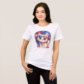 かわいい愛国猫 7月4日 カワイイ トライブレンドTシャツ (正面全面)