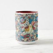 かわいい愛国的なテディベア、ボート&パッチワークキルト マグカップ (中央)