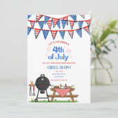 かわいい愛国的な7月4日のBBQパーティー招待状 招待状 (スタンド正面)