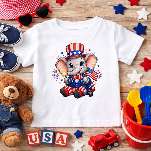 かわいい愛国象 ベビーTシャツ