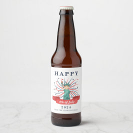 かわいい愛国赤白青7月4日 ビールラベル