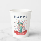 かわいい愛国赤白青7月4日 紙コップ (裏面)