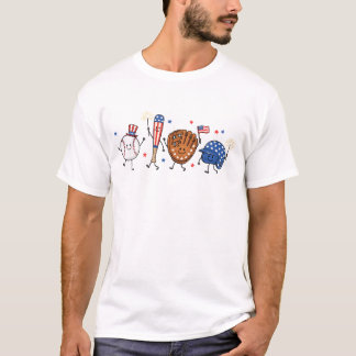 かわいい愛国野球フレンド アメリカ独立記念日 USA Ba Tシャツ