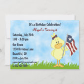 かわいい愛国鳥ピクニック誕生日招待状～女子 招待状 (裏面)