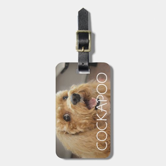 かわいい愛犬が微笑むパーソナライズされた ラゲッジタグ (正面縦)