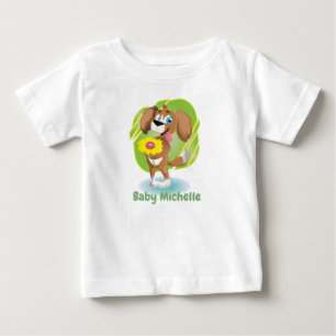 かわいい愛犬とパンダのグラフィック ベビーTシャツ