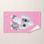 かわいい愛犬とピンクのバスタオル バスタオルセット (ハンドタオル)